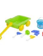 PILSAN Set carucior pentru copii cu galetusajucarii de nisip si unelte Carriage Green