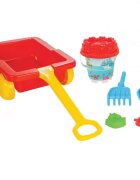 PILSAN Set carucior pentru copii cu galetusajucarii de nisip si unelte Carriage Red