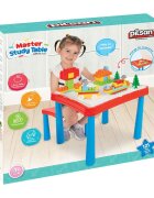 PILSAN Set masuta cu doua scaunele Master Study cu spatiu depozitare rechiziterealizat din plastic rezistent cu margini rotunjiteplaca constructie si 121 cuburi constructie inclusedimensiune masuta 60x60x50 cm