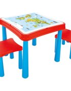 PILSAN Set masuta cu doua scaunele Master Study cu spatiu depozitare rechiziterealizat din plastic rezistent cu margini rotunjiteplaca constructie si 121 cuburi constructie inclusedimensiune masuta 60x60x50 cm