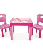 PILSAN Set masuta cu doua scaunele Study Table Pink spatar inaltmargini rotunjite