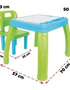 PILSAN Set Masuta si scaunel de studiu pentru copii Study Table Albastrucolturi rotunjitespatar confortabilmasuta cu spatiu de depozitare si compartiment pentru paharculori si accesorii