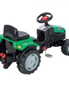 PILSAN Tractor cu pedale pentru copii Active Green cu scaunel reglabil transmisie pe lant spatar volan claxon de la 3 ani pana la 50 kg