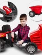 PILSAN Tractor cu remorca pentru copii Active Red transmisie pe lant volan cu claxon scaun reglabil spatar de la 3 ani pana la 50 kg dimensiune 143x48x51 cm