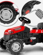 PILSAN Tractor cu remorca pentru copii Active Red transmisie pe lant volan cu claxon scaun reglabil spatar de la 3 ani pana la 50 kg dimensiune 143x48x51 cm