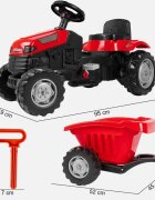 PILSAN Tractor cu remorca pentru copii Active Red transmisie pe lant volan cu claxon scaun reglabil spatar de la 3 ani pana la 50 kg dimensiune 143x48x51 cm
