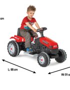 PILSAN Tractor electric pentru copii Active 45W Red din plastic rezistent cu pedala de accelerare frana scaun reglabil in 6 pozitii claxon lumini viteza maxima 3 kmh dimensiune 51 x 95 x 51 cm