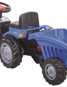 PILSAN Tractor pentru copii Power Blue cu remorcaactionat de pedaletransmisie pe lant volan cu claxon scaun reglabil cu spatar de la 3 ani pana la 50 kg