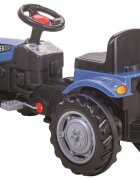 PILSAN Tractor pentru copii Power Blue cu remorcaactionat de pedaletransmisie pe lant volan cu claxon scaun reglabil cu spatar de la 3 ani pana la 50 kg