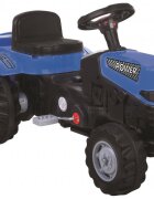 PILSAN Tractor pentru copii Power Blue cu remorcaactionat de pedaletransmisie pe lant volan cu claxon scaun reglabil cu spatar de la 3 ani pana la 50 kg