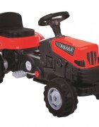 PILSAN Tractor pentru copii Power Red cu remorcaactionat de pedaletransmisie pe lant volan cu claxon scaun reglabil cu spatar de la 3 ani pana la 50 kg