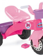 PILSAN Tricicleta pentru copii Atom Pink roti din plastic rezistent cu aparatoare noroi sezut cu spatar cosulet pentru jucarii de la 3 anigreutate suportata maxim 35kg