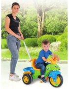 PILSAN Tricicleta pentru copii Caterpilar Green cu maner parental detasabil pentru control al directiei suport pentru picioare claxonroti cu aparatoare noroisezut cu spatar de la 3 anigreutate suportata maxim 35kg