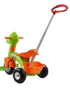 PILSAN Tricicleta pentru copii Dino Green cu maner reglabil pe inaltimesistem roata libera spatiu de depozitare de la 3 ani pana la 35 kg