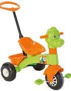 PILSAN Tricicleta pentru copii Dino Green cu maner reglabil pe inaltimesistem roata libera spatiu de depozitare de la 3 ani pana la 35 kg