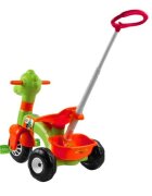 PILSAN Tricicleta pentru copii Dino RedGreen cu maner reglabil pe inaltimesistem roata libera spatiu de depozitare de la 3 ani pana la 35 kg