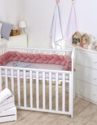 PJ BABY Aparatoare laterala pat bumper impletit cu inchidere velcro bumbac Velvet Roz 180x21 cm