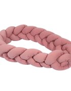 PJ BABY Aparatoare laterala pat bumper impletit cu inchidere velcro bumbac Velvet Roz 180x21 cm