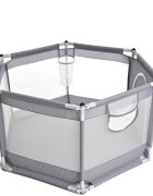 PlayCity Tarc pentru copii pliabil hexagonal cu fereastra de acces 136 cm Grey