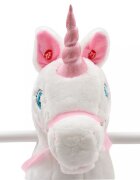 PLAYTO Balansoar din plus pentru copii White Unicorn cu baza din lemnsunete si miscari