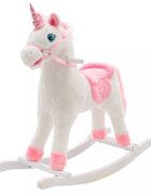PLAYTO Balansoar din plus pentru copii White Unicorn cu baza din lemnsunete si miscari
