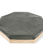 Plum Cutie hexagonala din lemn pentru nisip Giant 150x150 cm cu bancute si prelata
