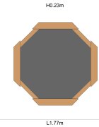 Plum Cutie hexagonala din lemn pentru nisip Giant 150x150 cm cu bancute si prelata