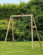Plum Leagan din lemn pentru 2 copii Double Swing Set