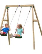 Plum Leagan din lemn pentru 2 copii Double Swing Set
