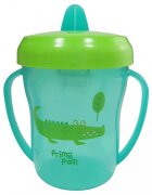 PRIMII PASI Cana decorata cu manere si cioc rabatabil 200ml Verde