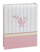 Procart Album foto baby chart book personalizabil 300 fotografii 10x15 cm spatiu notite pagini cartonate culoare roz