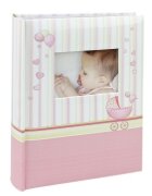 Procart Album foto baby chart book personalizabil 300 fotografii 10x15 cm spatiu notite pagini cartonate culoare roz