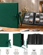 Procart Album foto elegant velvet 500 fotografii 10x15 catifea verde pagini negre premium