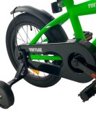 Procart Bicicleta pentru copii Verde 14 inch roti ajutatoare detasabile cadru otel 21.5 cm manere cauciucate ghidonsa reglabile