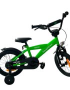 Procart Bicicleta pentru copii Verde 14 inch roti ajutatoare detasabile cadru otel 21.5 cm manere cauciucate ghidonsa reglabile