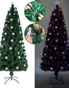 Procart Brad artificial cu fibra optica si fulgi de zapada 180 cm lumineaza multicolor
