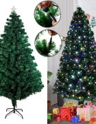 Procart Brad artificial iluminat cu fibra optica si led-uri 210 cm lumineaza multicolor