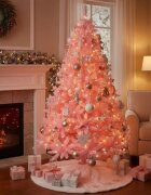 Procart Brad artificial roz 180 cm diametru 118 cm 11 niveluri 69 ramuri 333 ace aspect decorativ bogat