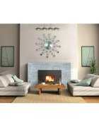 Procart Ceas de perete cu cristale 50 cm mecanism quartz cifre arabe argintiu