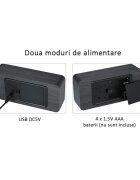Procart Ceas digital led ora data temperatura alarma alimentare duala mdf