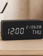 Procart Ceas led digital de birou afisaj temperaturaumiditate alarma alimentare duala mdf negru