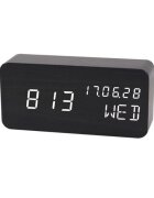 Procart Ceas led digital de birou afisaj temperaturaumiditate alarma alimentare duala mdf negru