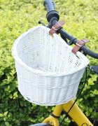 Procart Cos frontal pentru bicicleta prindere curele 21x36x24 cm detasabil ratan alb