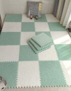 Procart Covoras puzzle pufos 61.5x61.5x1.7 cm spuma eva set 2 piese culoare mint green