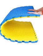 Procart Covoras tip puzzle xxl spuma eva 100x100 cm grosime 2 cm antiderapant galbenalbastru