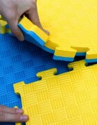 Procart Covoras tip puzzle xxl spuma eva 100x100 cm grosime 2 cm antiderapant galbenalbastru