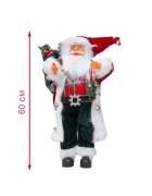 Procart Decoratiune mos craciun 60 cm sac de cadouri coronita blanita artificiala