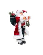 Procart Decoratiune mos craciun 60 cm sac de cadouri coronita blanita artificiala