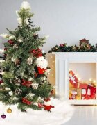 Procart Fusta covor blanita alba pentru brad de craciun diametru 120 cm pufoasa aspect zapada