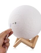 Procart Lampa de veghe luna 3d 20 cm 16 culori telecomanda suport lemn reincarcabila usb